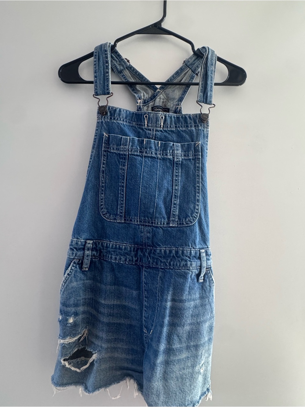 Distressed Short Overalls